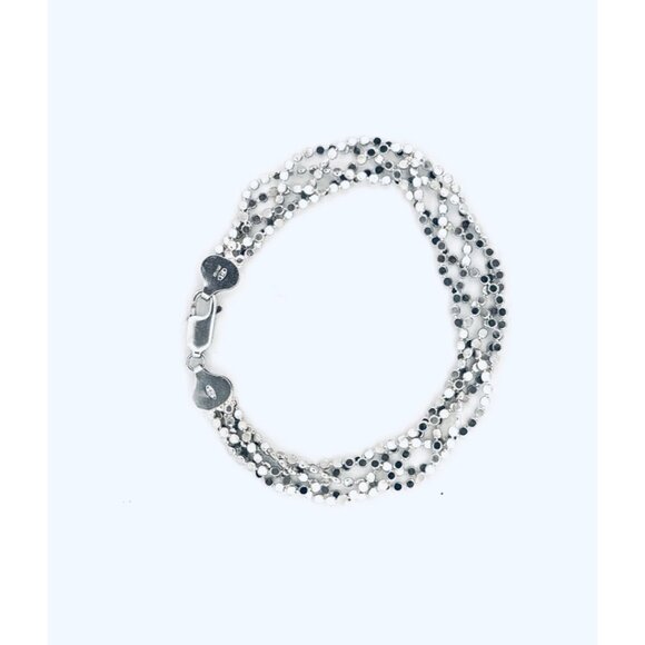 Elegant Milor 5 Strand Sterling Silver 925 Bracelet Small Silver Beads 7" Length - Picture 2 of 10